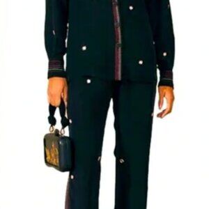 Farm Rio Black Rainbow Beaded Mirror Trim Trousers pants M sold out online